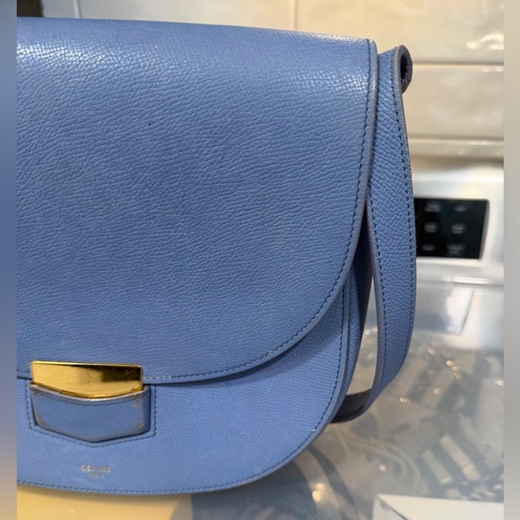 Celine Blue Leather Trotteur Crossbody Bag - Picture 5 of 6